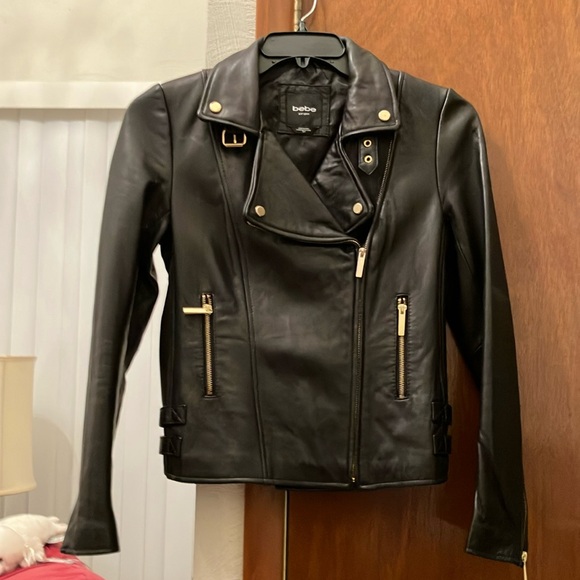 bebe Jackets & Blazers - BEBE BLACK LEATHER MOTO JACKET